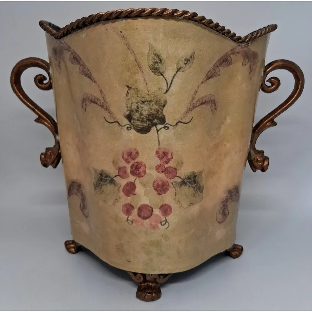 Vintage Style‎ Decorative Cache Pot with Handles and Grape Design